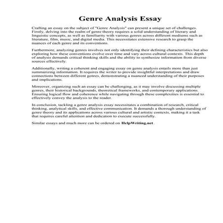 Genre Analysis Essay.pdfGenre Analysis Essay. Genre Analysis Essay Example  T...
