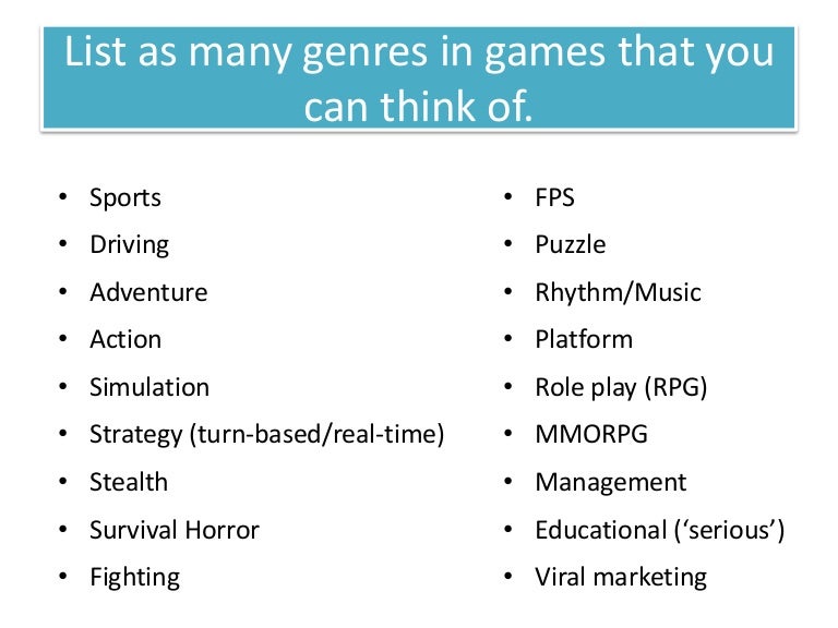Genres in Gaming