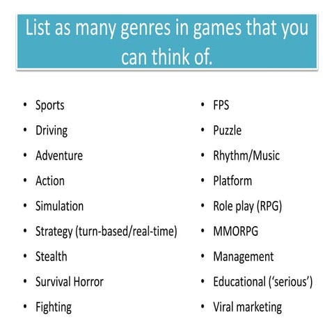 Genres in Gaming