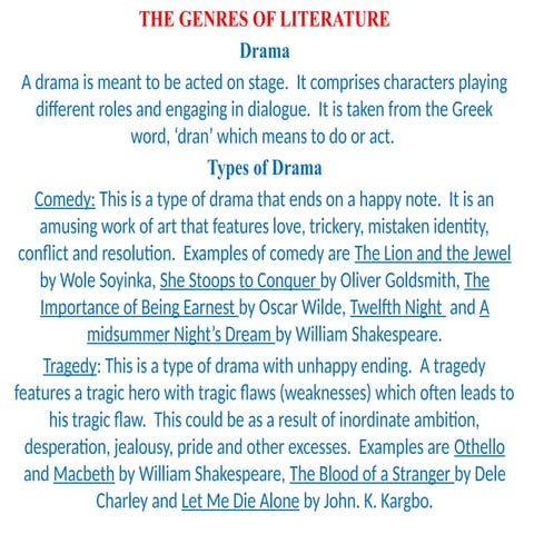 GENRES OF LITERATURE for sss1 and 1000level.pptx