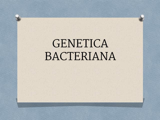 Genética bacteriana 1 PPT