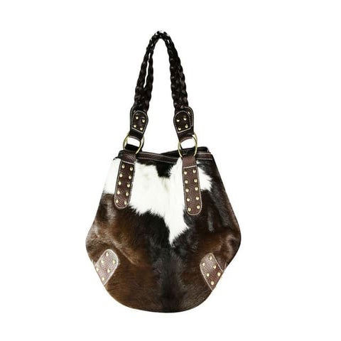 Genuine cow with hair on leather bag cha004 black  brown  white