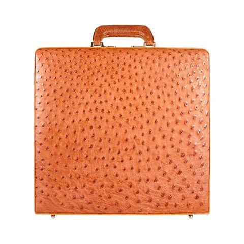 Genuine ostrich leather attache case os044 01 peanut
