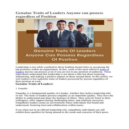 Five Traits of Effective Leaders | PDF