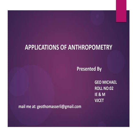 anthropometry uses and applications