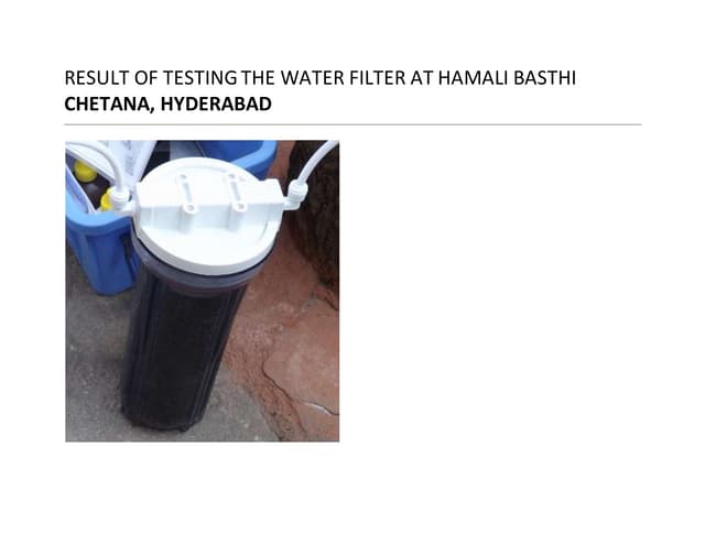 Geo 3 water filter test results hamali basti Hyderabad