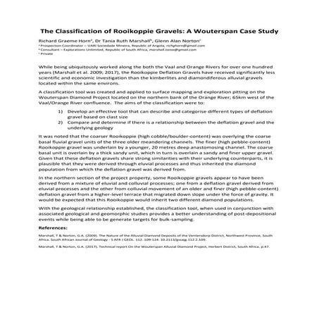GeoCongress 2023 - Classifcation of Rooikoppie Gravels: Wouterspan Case ...