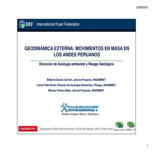 Geodinámica externa: movimientos en masa en los Andes peruanos