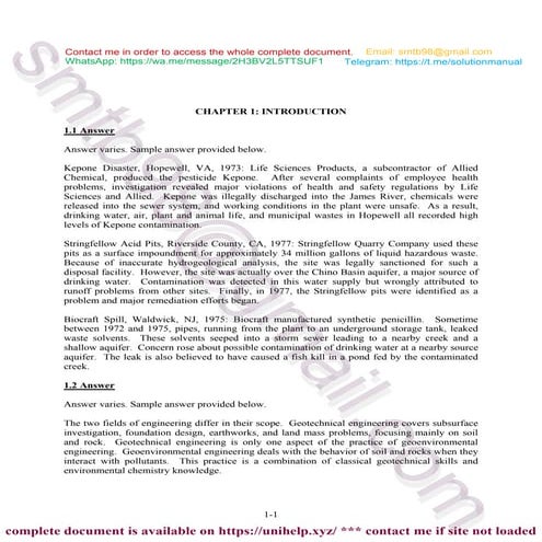 Answers to Problems – Geoenvironmental Engineering by Sharma & Reddy | PDF