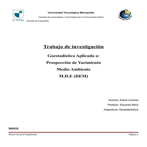 GEOESTADISTICA APLICADA, por D. Lecaros