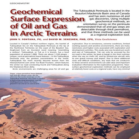 Geochemical Surface Expression of Oil and Gas in Arctic Terrains