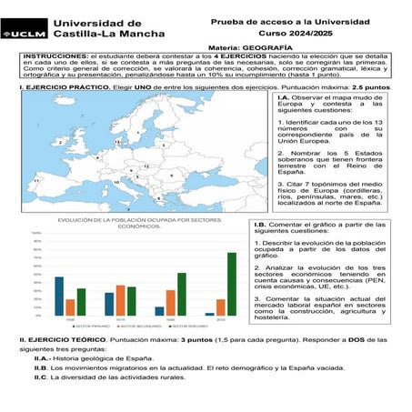 Examen de Selectividad. Geografía junio 2025 (Convocatoria Ordinaria). UCLM