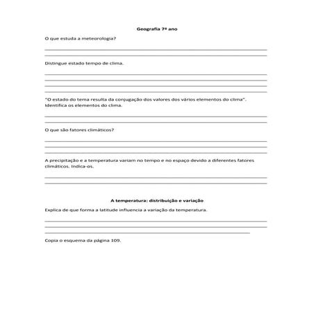 Geografia 7º ano objetivos 1