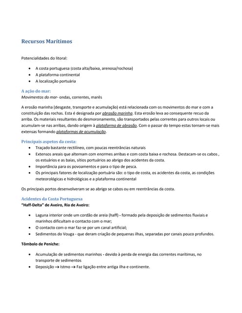 Geografia A 10 ano - Recursos Marít...