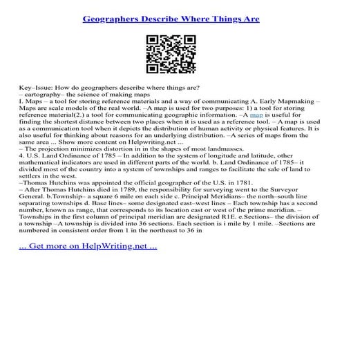 Geographers Describe Where Things Are