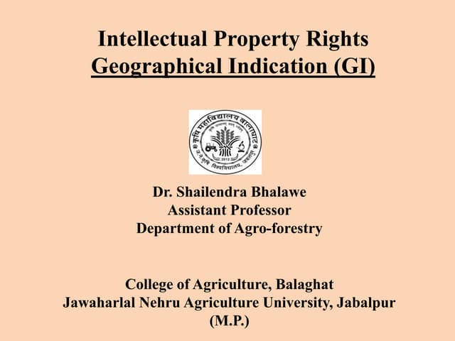 Geographical indication (GI)