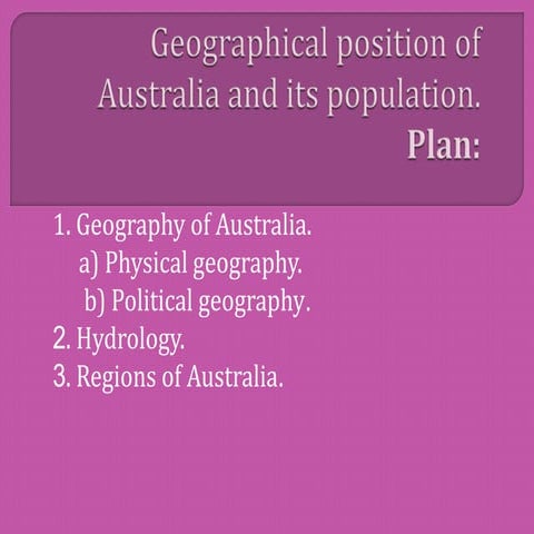 Geographical position of australia and its population | PPTX