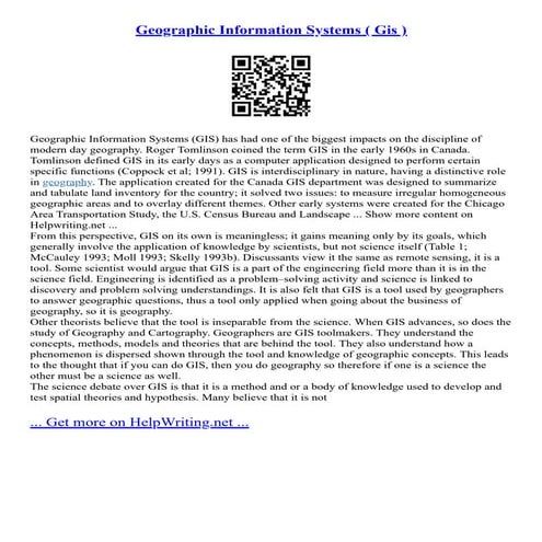 Geographic Information Systems ( Gis )