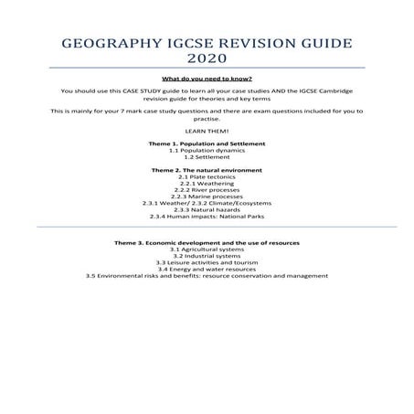 Geography igcse revision guide  2020
