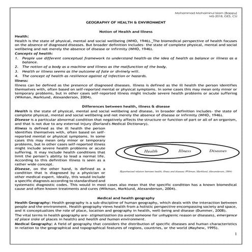Geography of health and environment