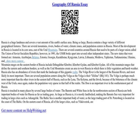Geography Of Russia Essay