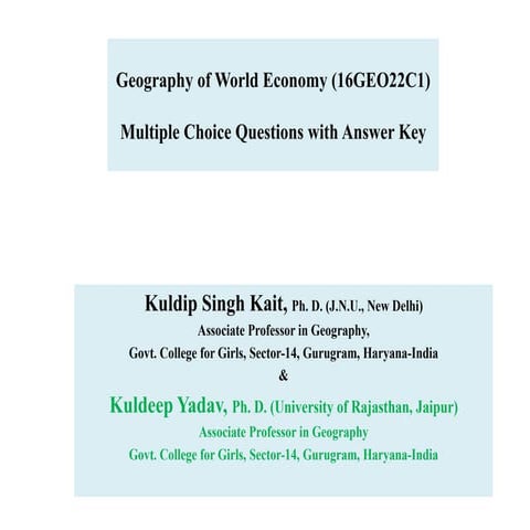 Geography of World Economy (16GEO2C1)