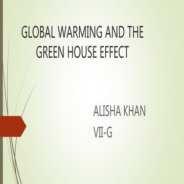 Global Warming and Green House Effect (7th standard)