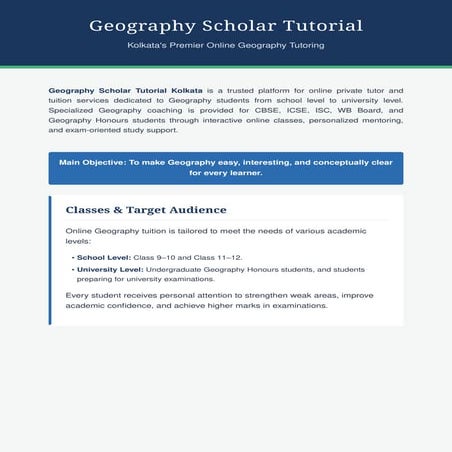 Geography Scholar Tutorial Kolkata for West Bengal Students | PDF