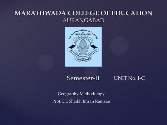 Geography Sem II Unit 1C Correlation of Geography with other school subjects
