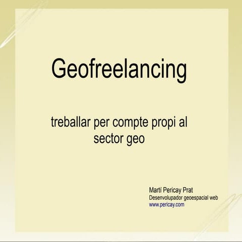 37a Geoinquiets, 29 de gener de 2015: Geofreelancing