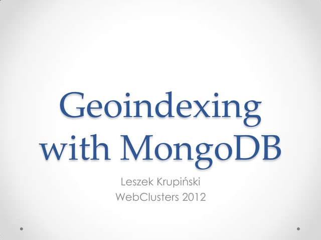 Geoindexing with MongoDB
