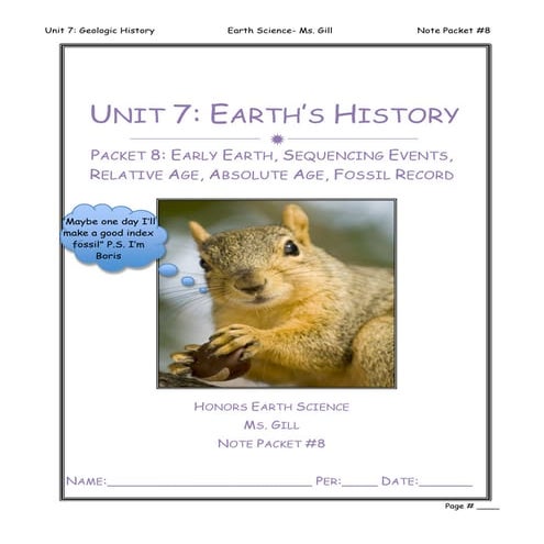 Geologic History Note Packet