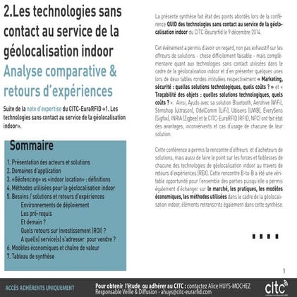 2. Les technologies sans contact au service de la géolocalisation indoor Anal...
