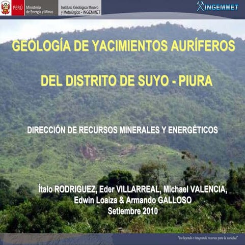 Geología de yacimientos auríferos del distrito de Suyo – Piura 