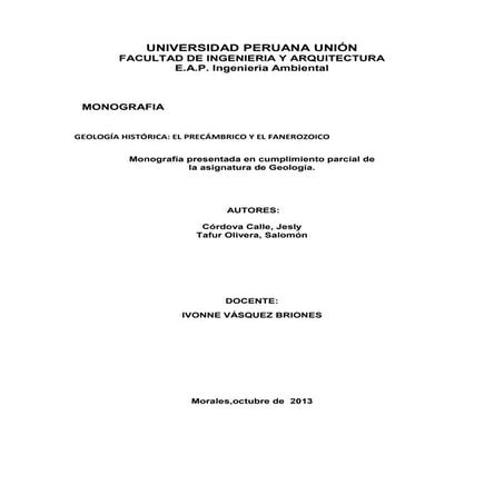 Geología histórica monografia presentar