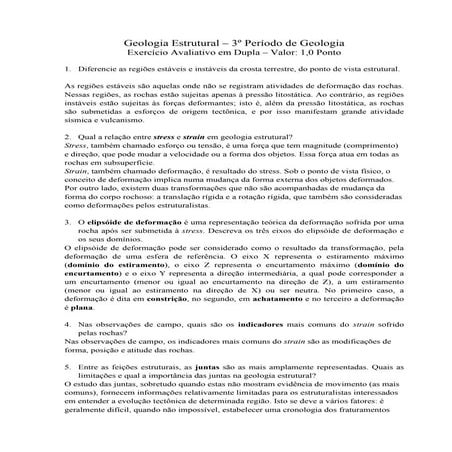 Geologia estrutural   exercício avaliativo 2