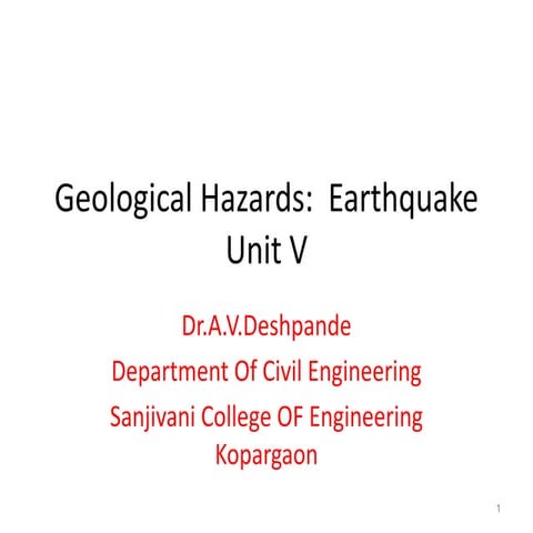 Geological hazards earthquake unit v