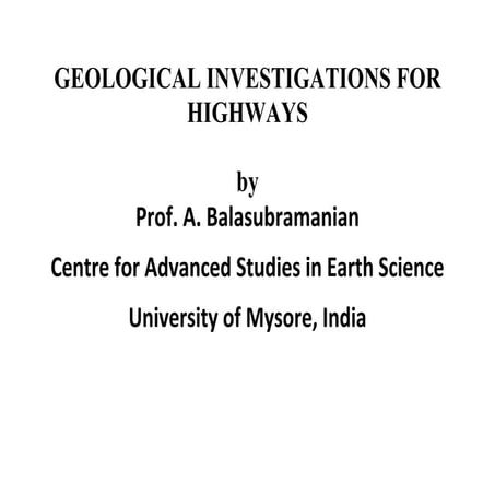 Geological investigations for highways