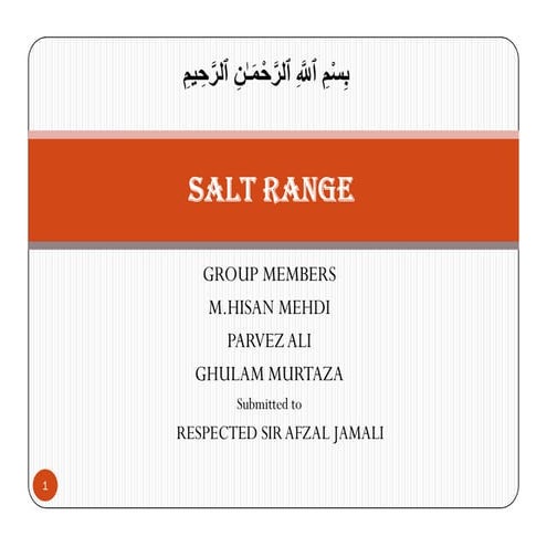 SALT RANGE | GEOLOGY OF PAKISTAN