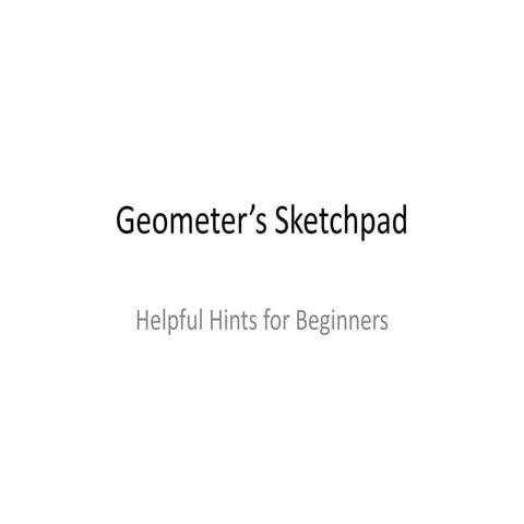 Geometers Sketchpad Helpful Hints
