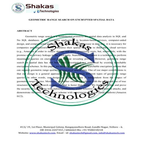 Geometric range search on encrypted spatial data