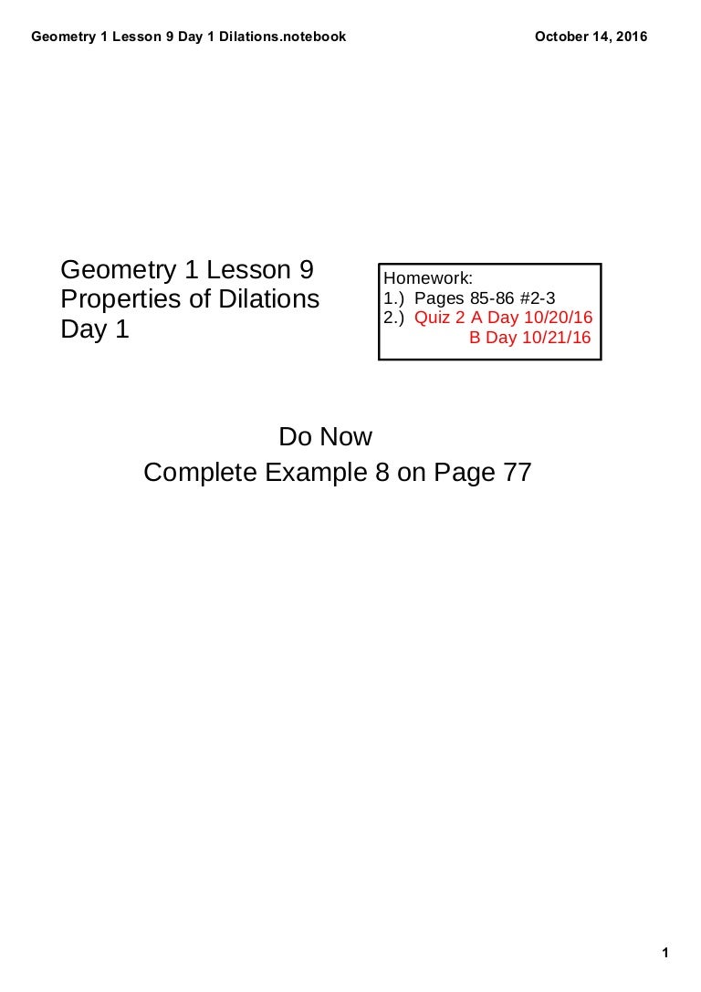 Geometry 1 lesson 9 day 1 dilations