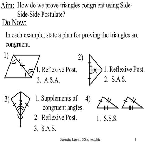 Geometry lesson13sss postulate