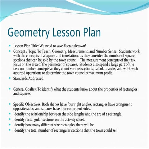 Geometry lesson plan