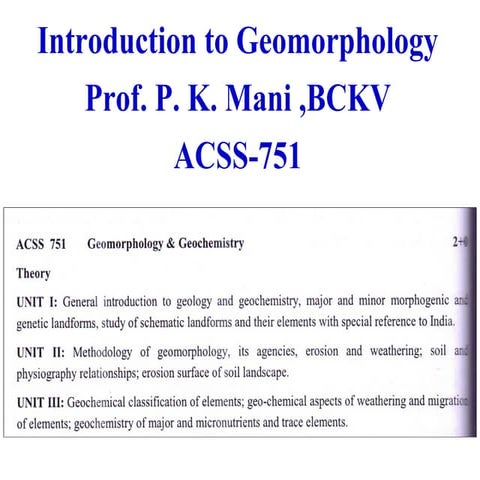 Geomorphology  and Geochemistry