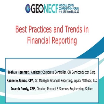GEO NECF 2015 - Best Practices and Trends in Financial Reporting