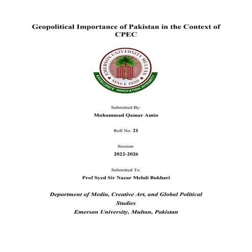 Geopolitical Importance of Pakistan in the Context of CPEC Assignmnet .docx