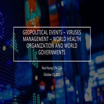 Geopolitical Events|COVID19|Canada and the World| October 15, 2021