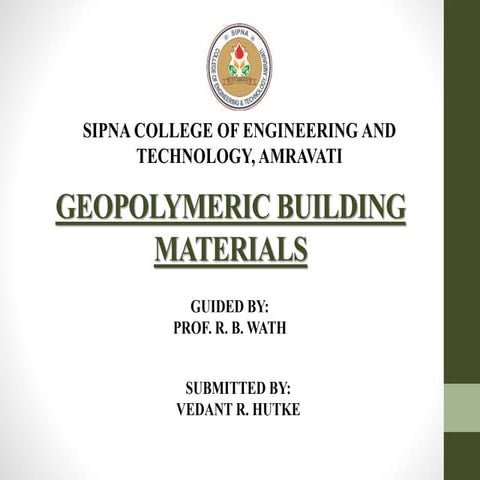 Geopolymeric Building Materials