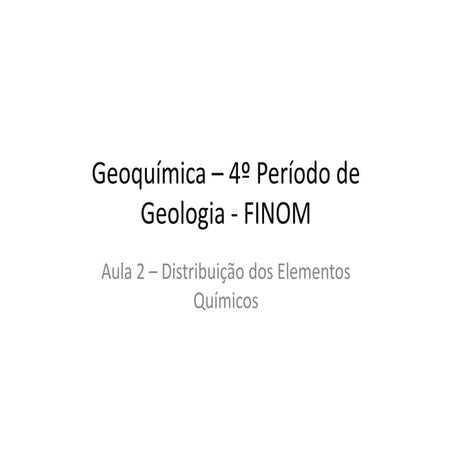 Geoquímica   Distribuição dos elementos químicos
